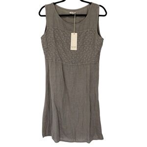 Lina Tomei Dress Womens Sz Medium Brown Linen Cotton Blend Lightweight Italy New